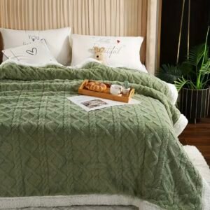 Κουβέρτα Προβατάκι Sherpa Ημίδιπλη Πράσινο 160X220CM 2kg GP-02