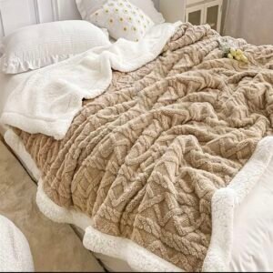 Κουβέρτα Προβατάκι Sherpa Ημίδιπλη Καφέ 160X220CM 2kg GP-04
