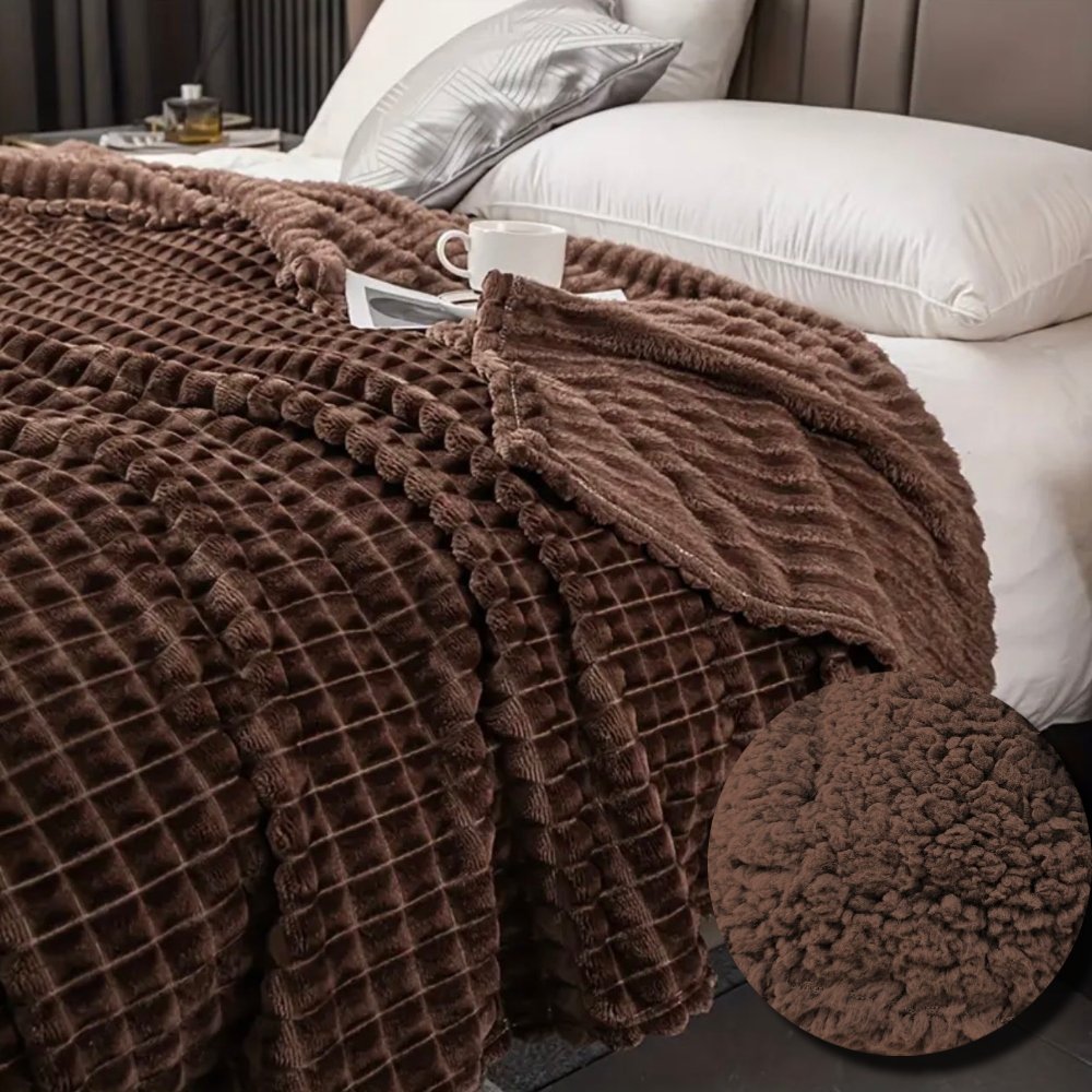 Κουβέρτα Fleece Με Γούνα Καφέ Βάρους 3KG Υπέρδιπλη (220x240) MS-2