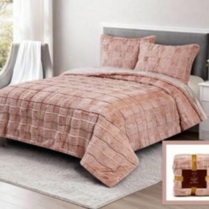 Κουβερτοπάπλωμα Rabbit  Ροζ 220X240 Mε 2 Μαξιλαροθήκες 4KG T-1541