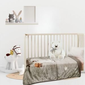 Παιδική Κουβέρτα Βελουτέ Κούνιας Γκρι (100×140)  HKT-2