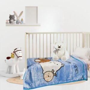 Παιδική Κουβέρτα Βελουτέ Κούνιας Μπλε (100×140)  HKT-4