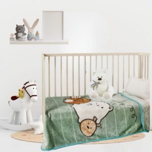 Παιδική Κουβέρτα Βελουτέ Κούνιας Πράσινο (100×140)  HKT-3