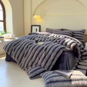 Κουβέρτα Γούνινη Γκρι Σκούρο Rabbit Bubble Plush 220X240 3.5KG R1579