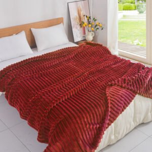 Κουβέρτα Flannel Fleece Ριγέ Υπέρδιπλη Κοκκίνο 220x240 F7