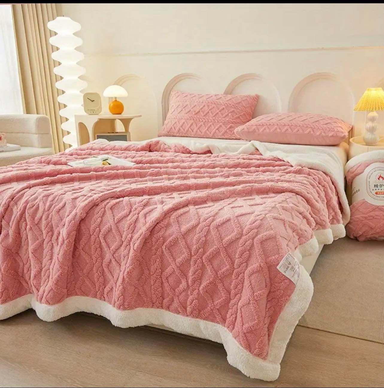 Κουβέρτα Προβατάκι Sherpa Ροζ Υπέρδιπλη 220Χ240 2.5kg G7
