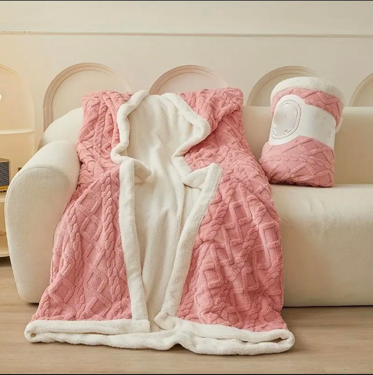 Κουβέρτα Προβατάκι Sherpa Ροζ Υπέρδιπλη 220Χ240 2.5kg G7 - Image 2