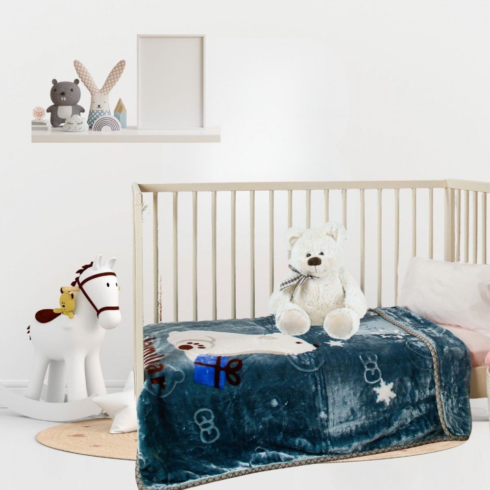 Κουβέρτα Βελουτέ Κούνιας Πετρολ (100×140) HKT-1