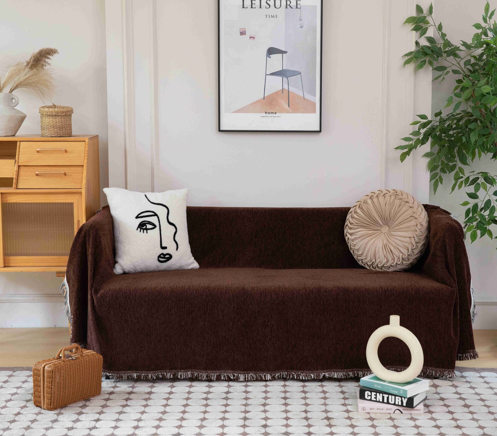 ΡΙΧΤΑΡΙ CHENILLE- Με Κρόσσια Καφέ 180Χ200CM C100-4